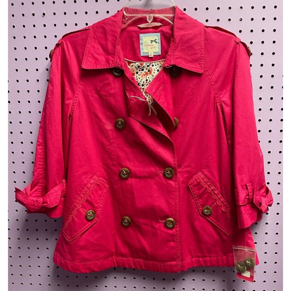 NEW Women's Tommy Hilfiger / Girl Pink Fall Button Close Jacket Sz Extra Small